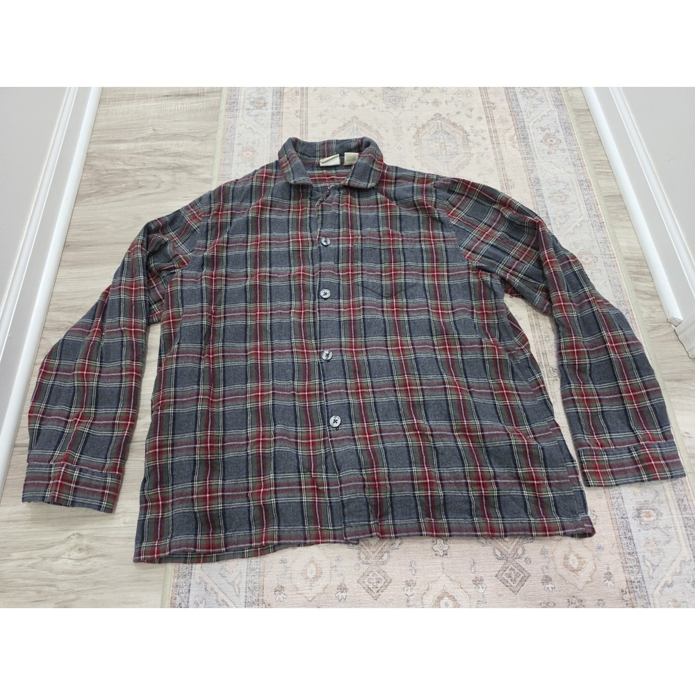 LL BEAN  Mens Flannel Button Shirt XL gray